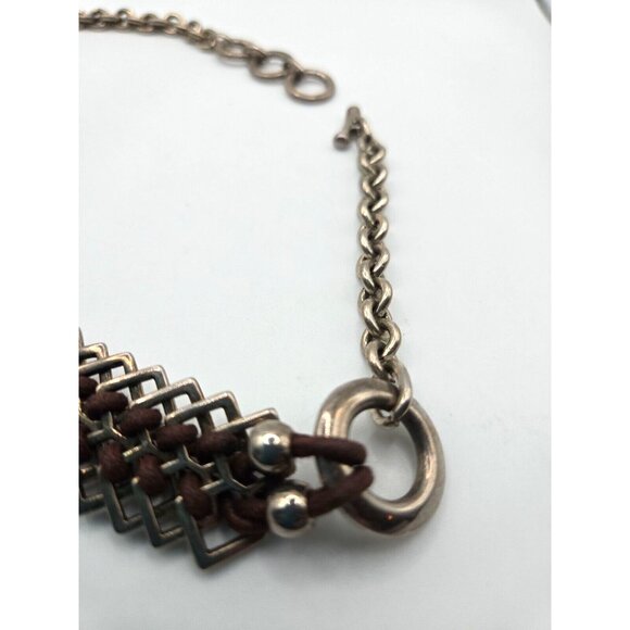 Ciclon Signed Modernist Leather wrap necklace made in Spain Vintage 18" - Picture 8 of 8